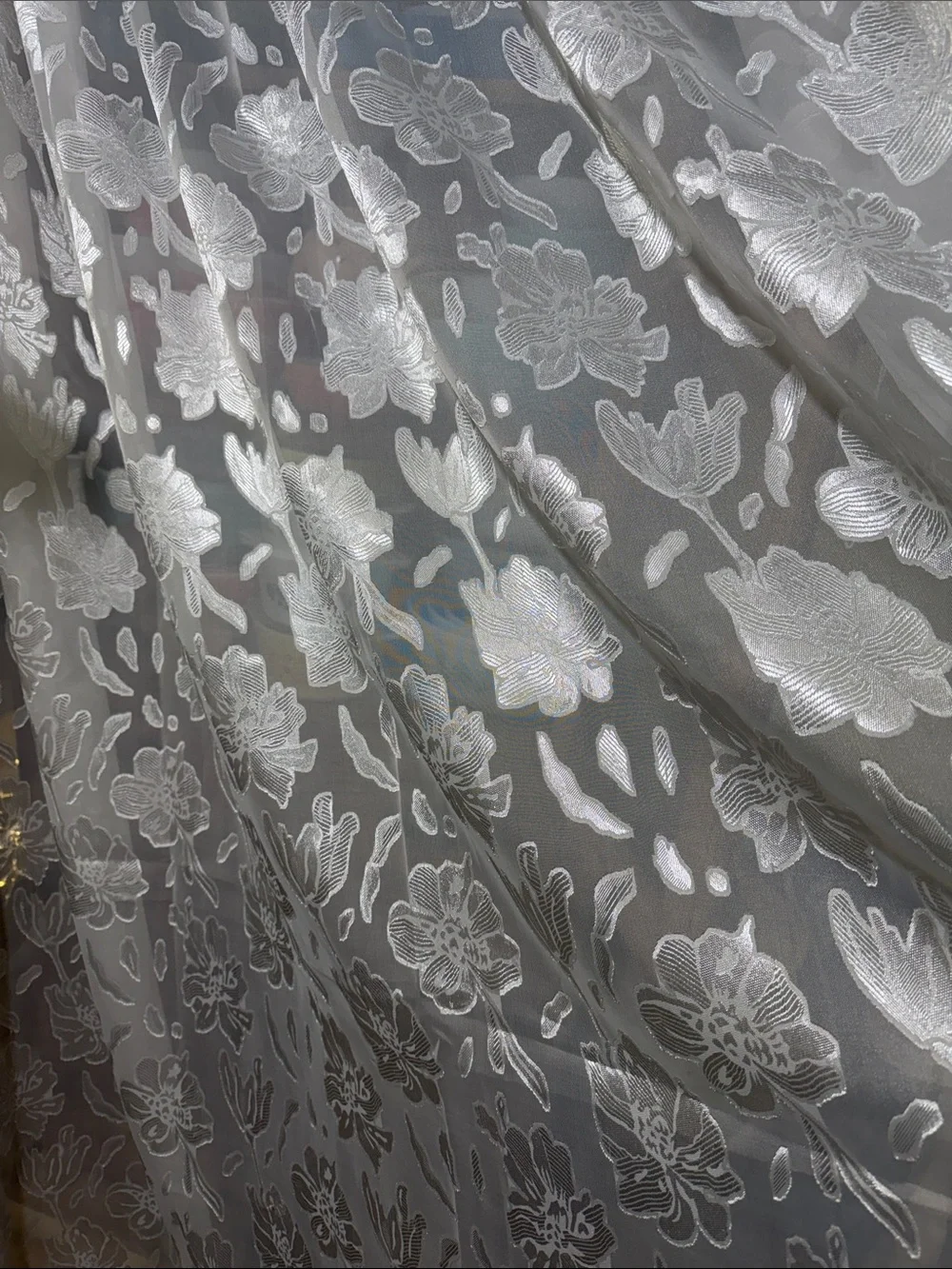 Sheer Floral embroidered Curtain Panel
